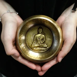 Set med tibetansk klangskål för medicinbuddha 10 cm - produktbild 4