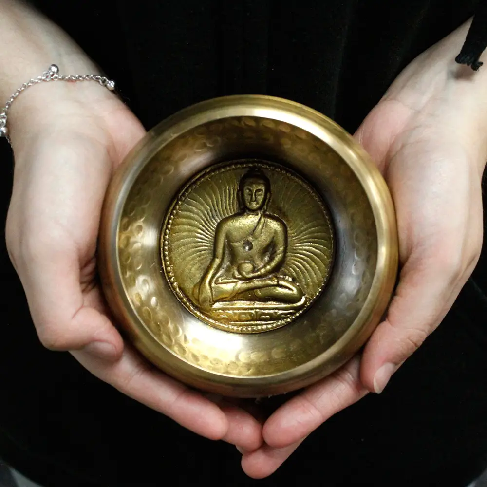 Set med tibetansk klangskål för medicinbuddha 10 cm - produktbild 4
