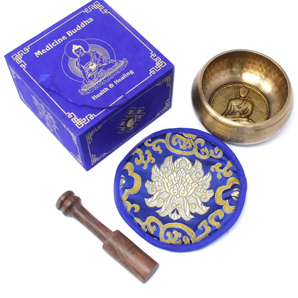 Set med tibetansk klangskål för medicinbuddha 10 cm - produktbild 7