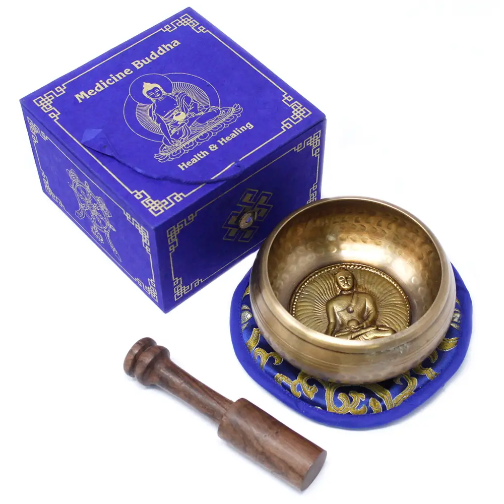 Set med tibetansk klangskål för medicinbuddha 10 cm - produktbild 8