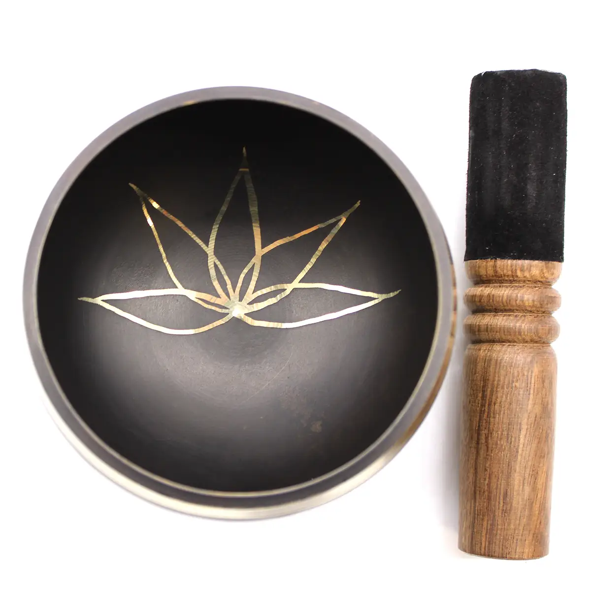 Set med tibetansk klangskål i lotusblomdesign - produktbild 6