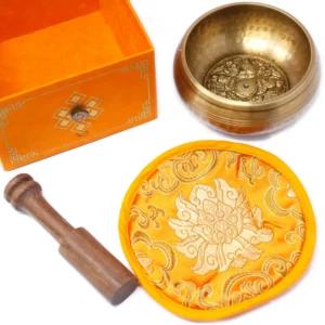 Set med tibetansk klangskål med fem buddhor 10 cm - produktbild 5