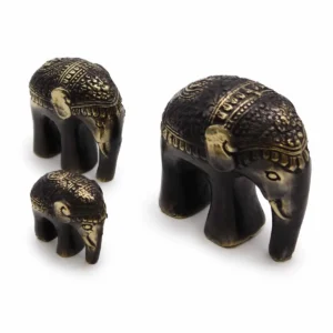 Set med tre mässingsfigurer i form av elefanter - produktbild 3