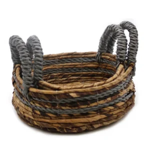Set med två förvaringskorgar i bananblad och grå raffia - produktbild 3
