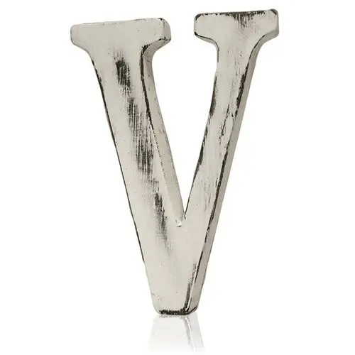 Vit träbokstav V i shabby chic-stil med sliten finish