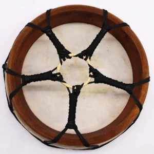 Shamantrumma med Hamsa-motiv och två klubbor, 30 cm - produktbild 6