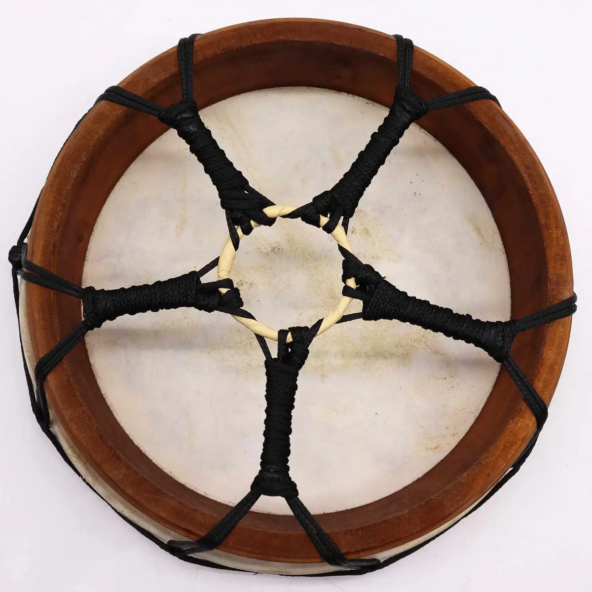 Shamantrumma med Hamsa-motiv och två klubbor, 30 cm - produktbild 6
