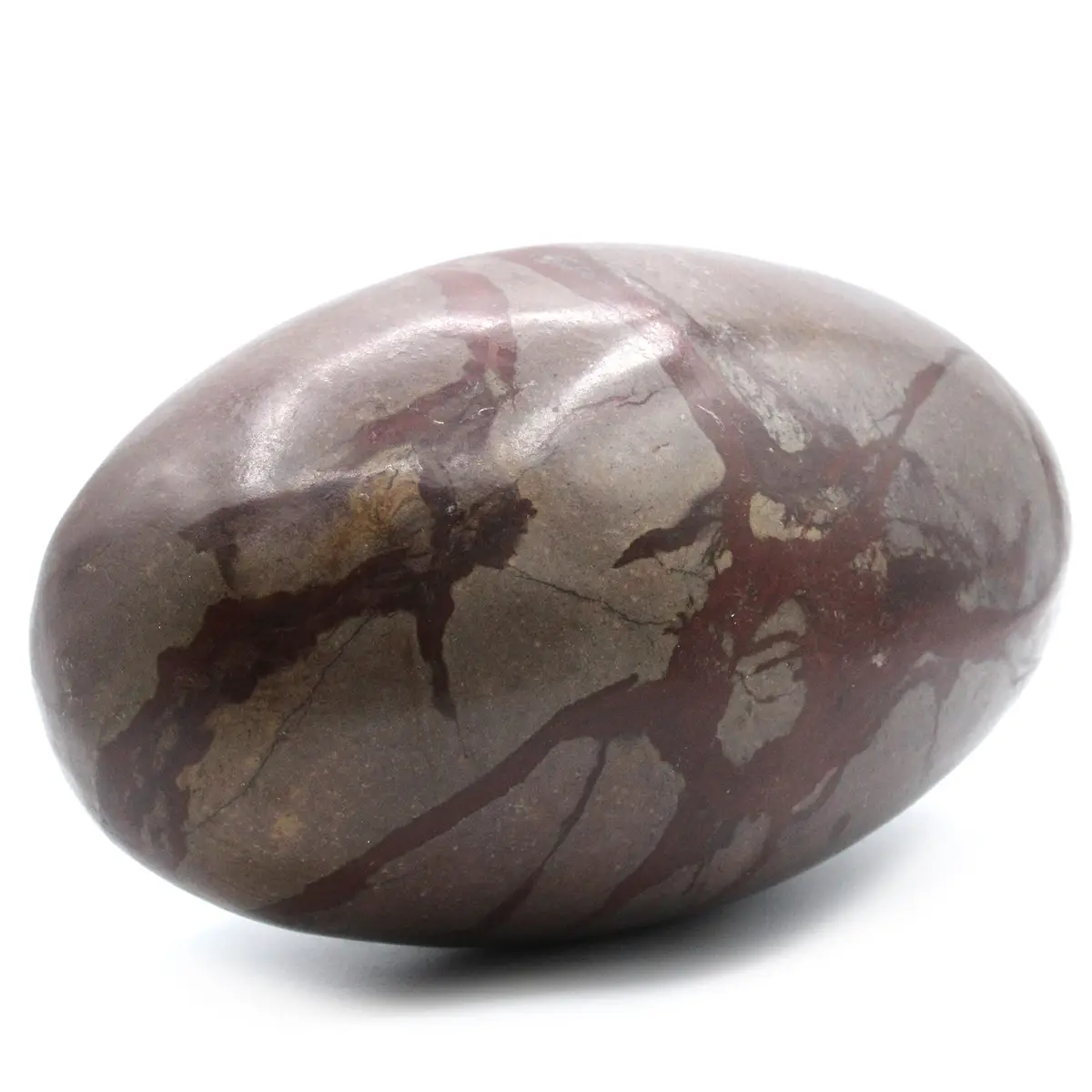 Oval polerad Shiva Lingam-sten i kvarts med naturliga mönster