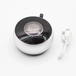 Silverfärgad bärbar Bluetooth-högtalare med mandalamönstrad belysning - produktbild 3