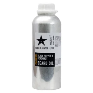 Flaska med skäggolja Roman Gladiator 1 liter med svartpeppar och bergamott
