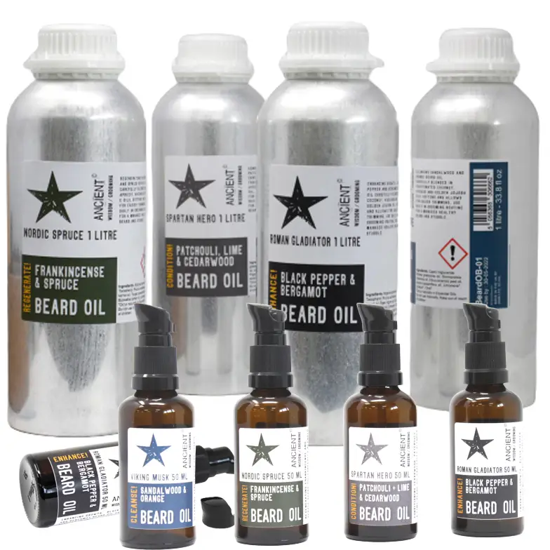 Skäggolja Roman Gladiator 1 liter med svartpeppar och bergamott - produktbild 5