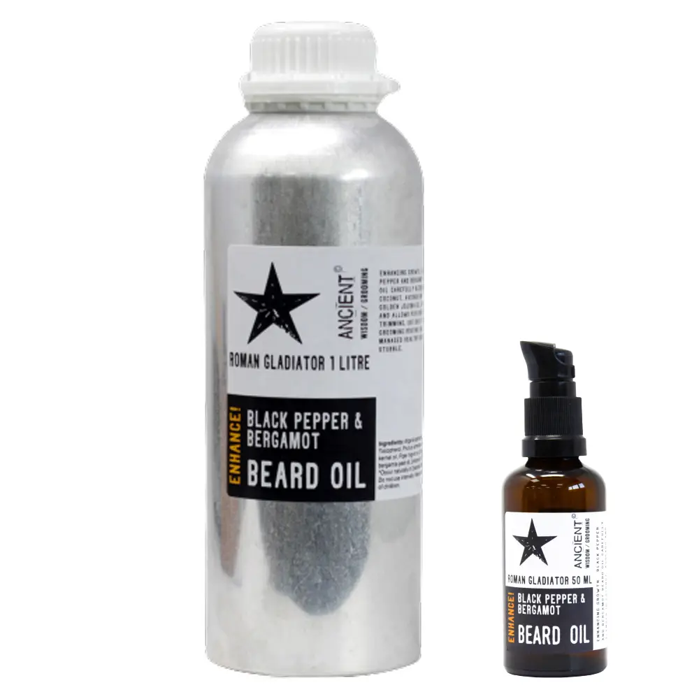 Skäggolja Roman Gladiator 1 liter med svartpeppar och bergamott - produktbild 6