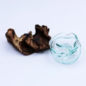 Skål i smält glas på trä 18 cm - produktbild 6