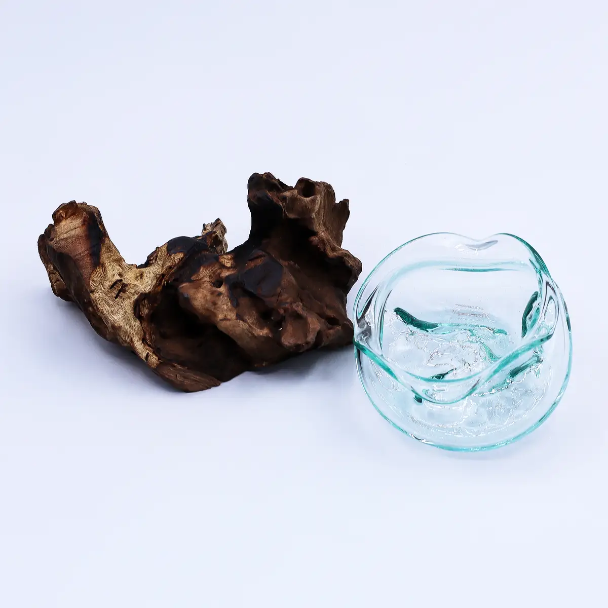 Skål i smält glas på trä 18 cm - produktbild 6