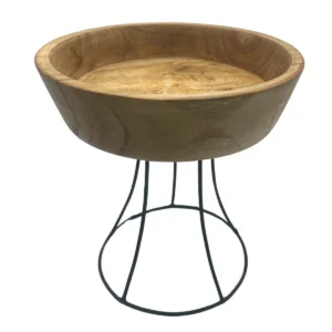 Skål i teakträ med metallstativ 20 cm - produktbild 2