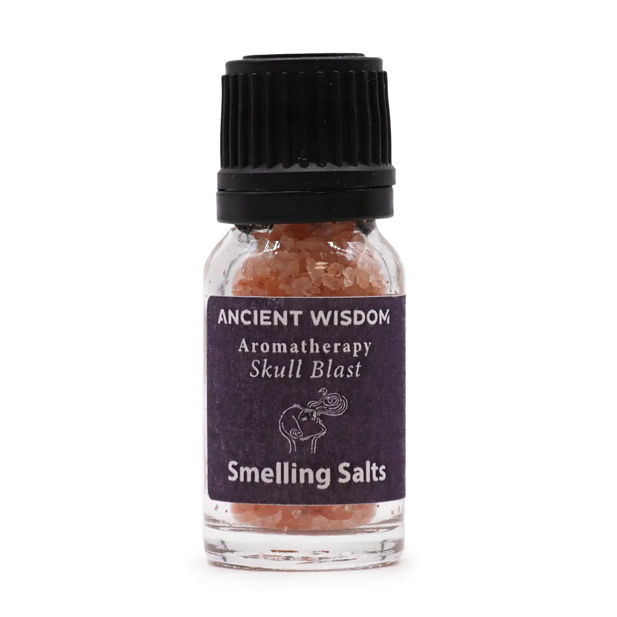 Flaska med Skull Blast aromaterapi doftsalt och svart lock
