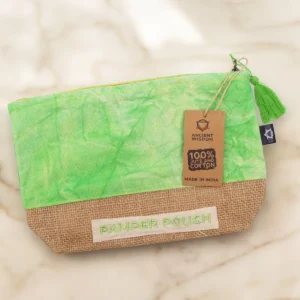 Sminkväska Pamper Pouch i grön jute och bomull - produktbild 2