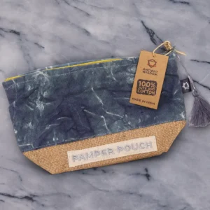 Sminkväska Pamper Pouch i stentvättad kolgrå och jute - produktbild 2