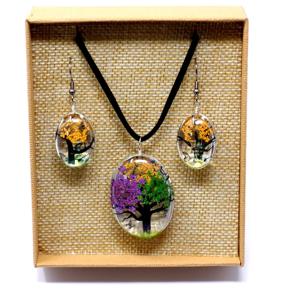 Smyckeset med pressade blommor Trädets liv i blandade färger - produktbild 3