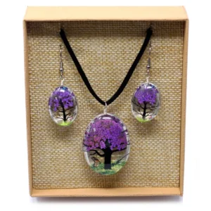 Smyckeset med pressade lavendelblommor i glas - produktbild 5