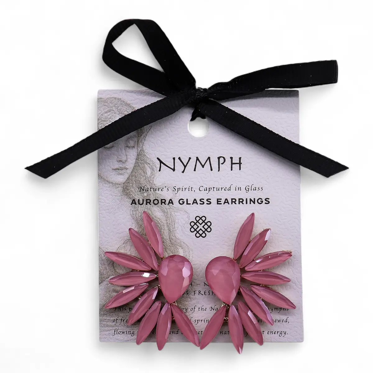 Soft Pink Vintage Glasörhängen med Änglavingar - produktbild 4