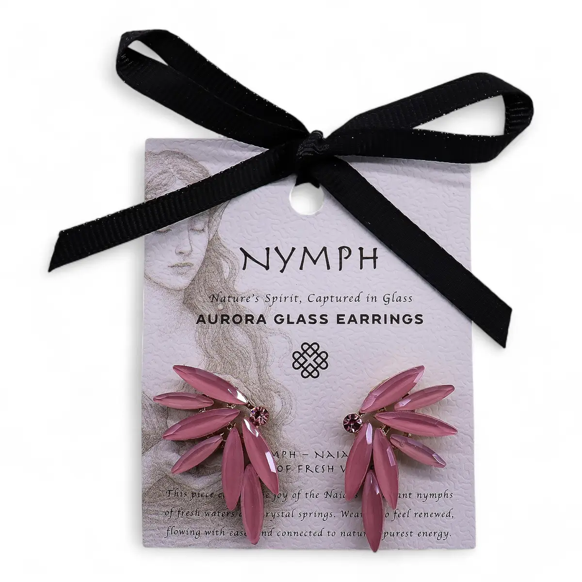 Soft Pink vintage glasörhängen med nymfer - produktbild 6