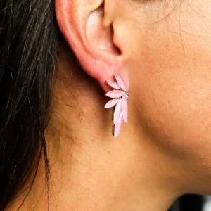 Soft Pink vintage glasörhängen med nymfer - produktbild 7