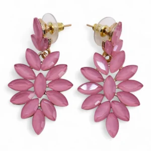 Soft Pink vintageglasörhängen med lång hängande design - produktbild 2