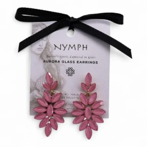 Soft Pink vintageglasörhängen med lång hängande design - produktbild 5