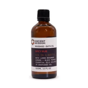 Flaska med Spicy Rub massageolja 100 ml från Ancient Wisdom