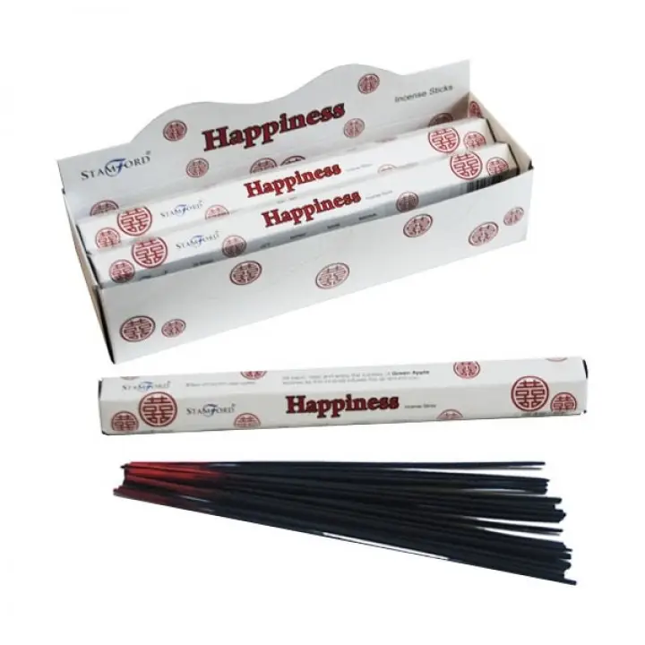 Förpackning och rökelsepinnar av Stamford Premium Hex Happiness