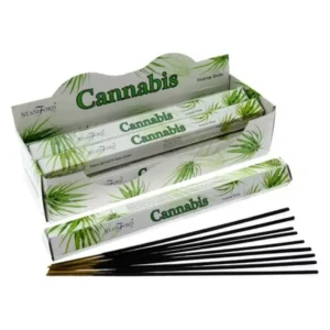 Stamford Premium Hex rökelsepinnar med cannabisdoft i förpackning och lösa pinnar