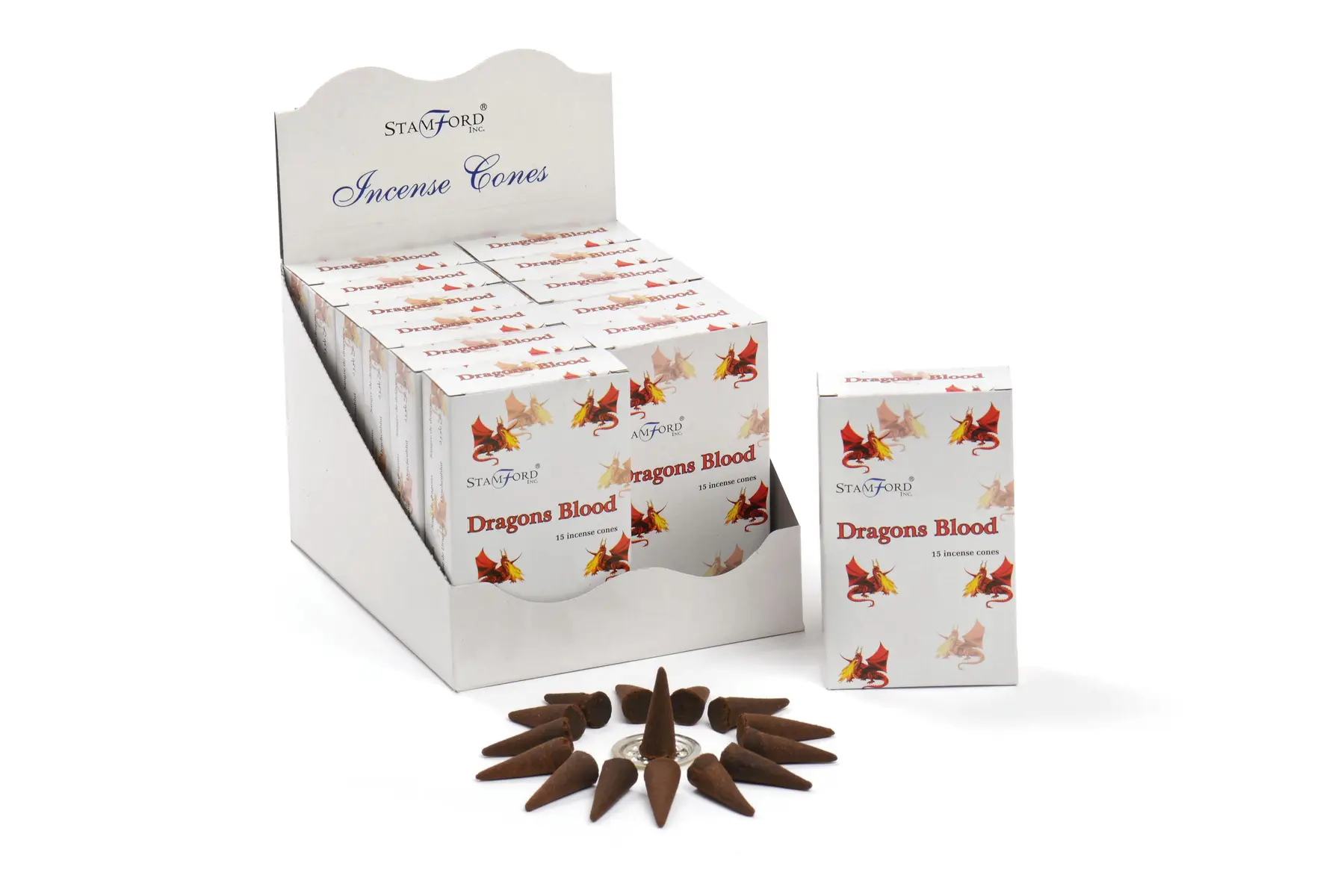 Stamford Premium Rökelsekoner Dragons Blood med hållare - produktbild 3