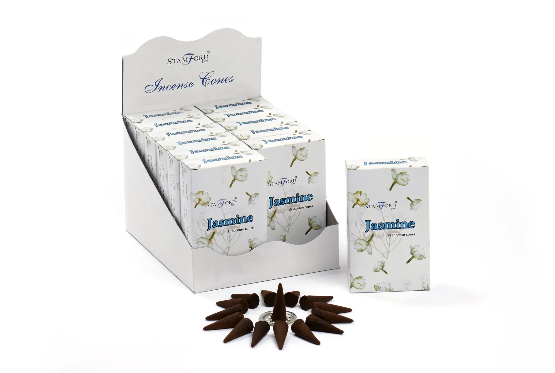 Stamford Premium Rökelsekoner Jasmin med hållare - produktbild 3