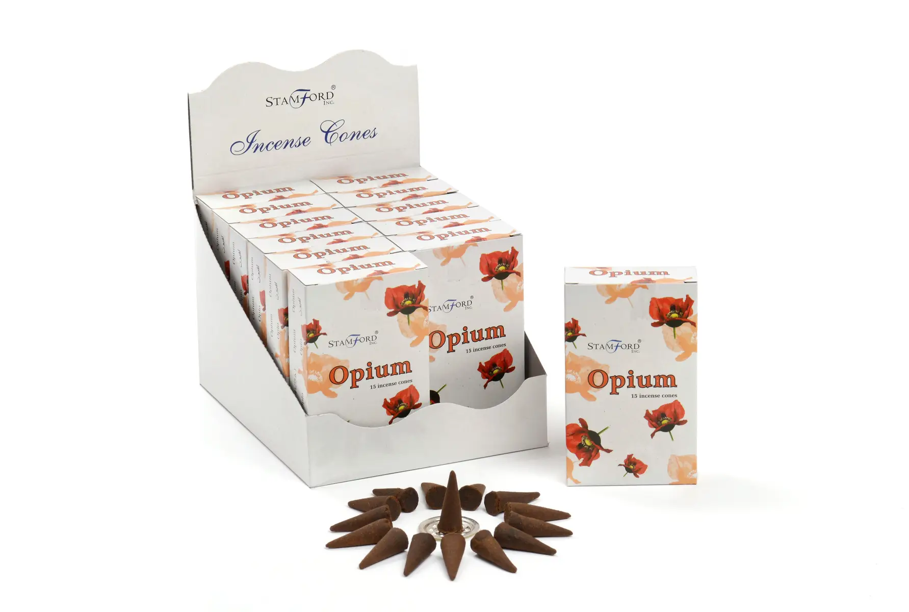 Stamford Premium rökelsekoner Opium med hållare - produktbild 3