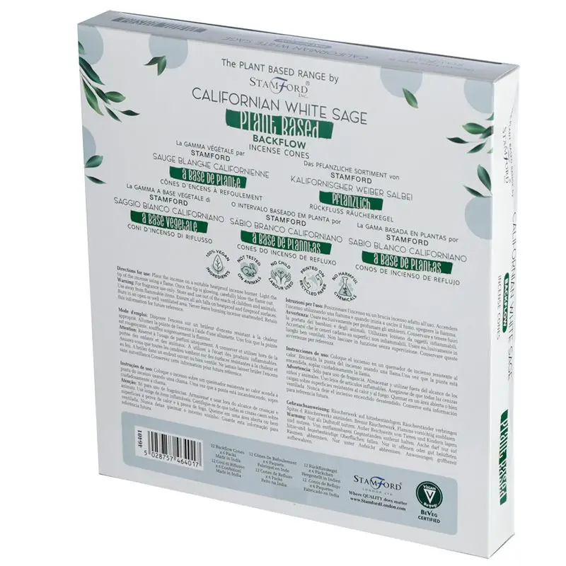 Stamford Premium Växtbaserade Backflow Rökelsekoner Californian White Sage - produktbild 3