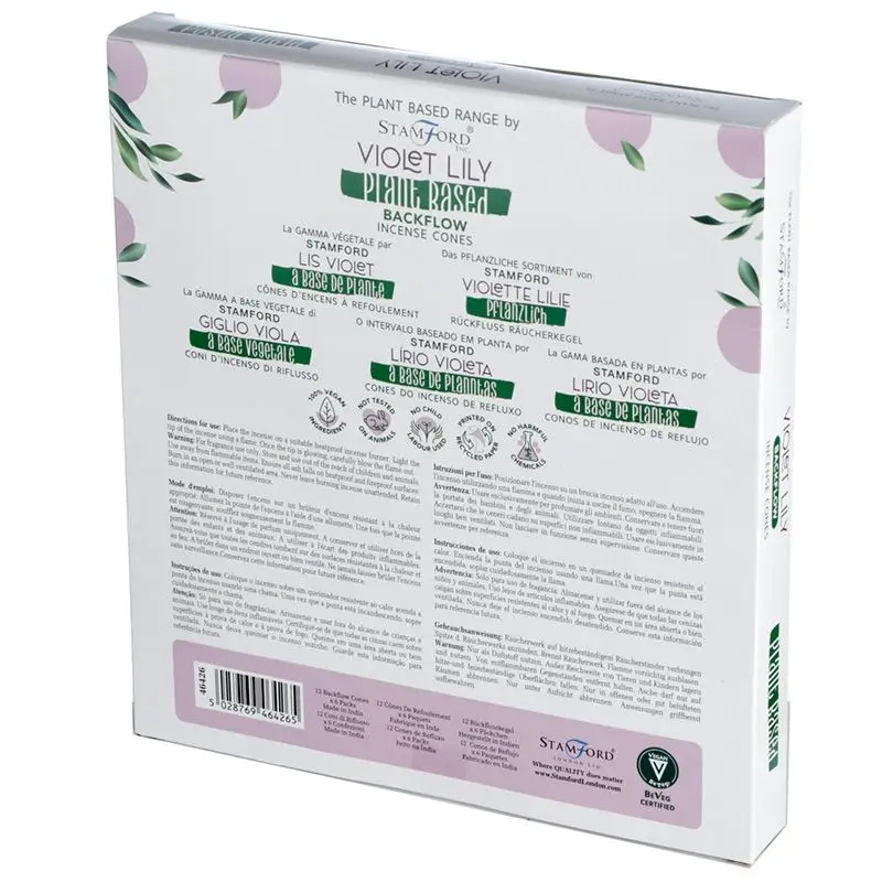 Stamford Premium Växtbaserade Backflow Rökelsekoner Violet Lily - produktbild 2