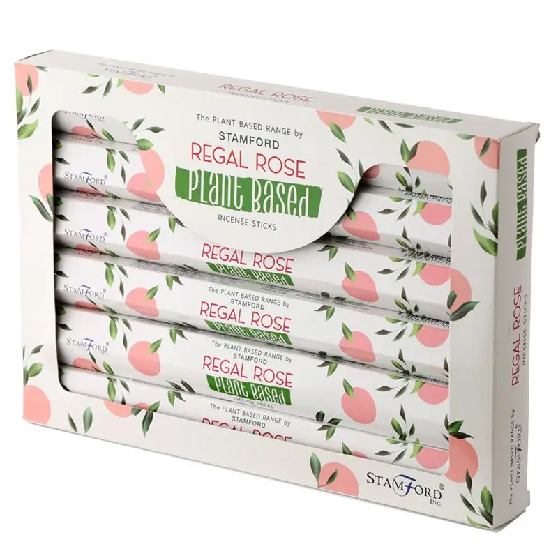 Förpackning med Stamford växtbaserade rökelsepinnar Regal Rose med blommönster