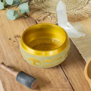 Stor aluminiumklangskål med Buddha och Livets träd i kopparfärg 19 cm - produktbild 3