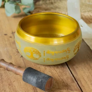 Stor aluminiumklangskål med Buddha och Livets träd i kopparfärg 19 cm - produktbild 5