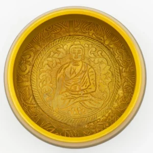 Stor aluminiumklangskål med Buddha och Livets träd i kopparfärg 19 cm - produktbild 6