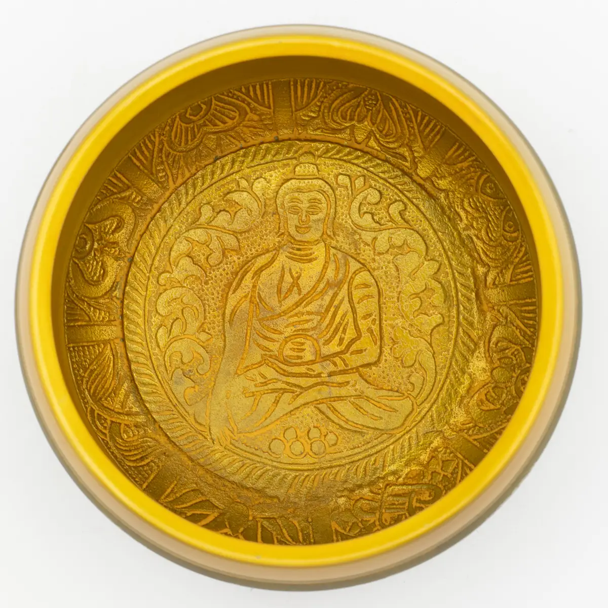 Stor aluminiumklangskål med Buddha och Livets träd i kopparfärg 19 cm - produktbild 6
