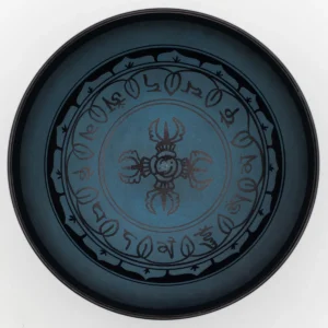 Stor aluminiumklangskål med tibetansk dubbel Dorje-design, blå (27 cm) - produktbild 5