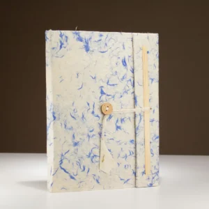 Stor anteckningsbok i Lokta-papper med blå bomull (21x15 cm) – 45 blad med bokmärke - produktbild 2