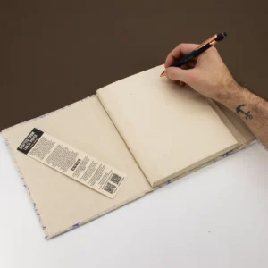Stor anteckningsbok i Lokta-papper med blå bomull (21x15 cm) – 45 blad med bokmärke - produktbild 4