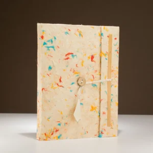 Stor anteckningsbok i Lokta-papper med blandade färger och bomull (21x15 cm) – 45 blad inklusive bokmärke - produktbild 4