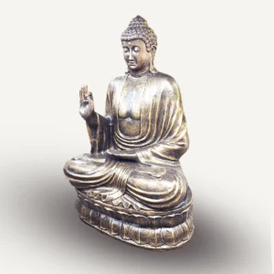 Stor antikgul Buddha-staty sittande på lotus, 2 meter - produktbild 2