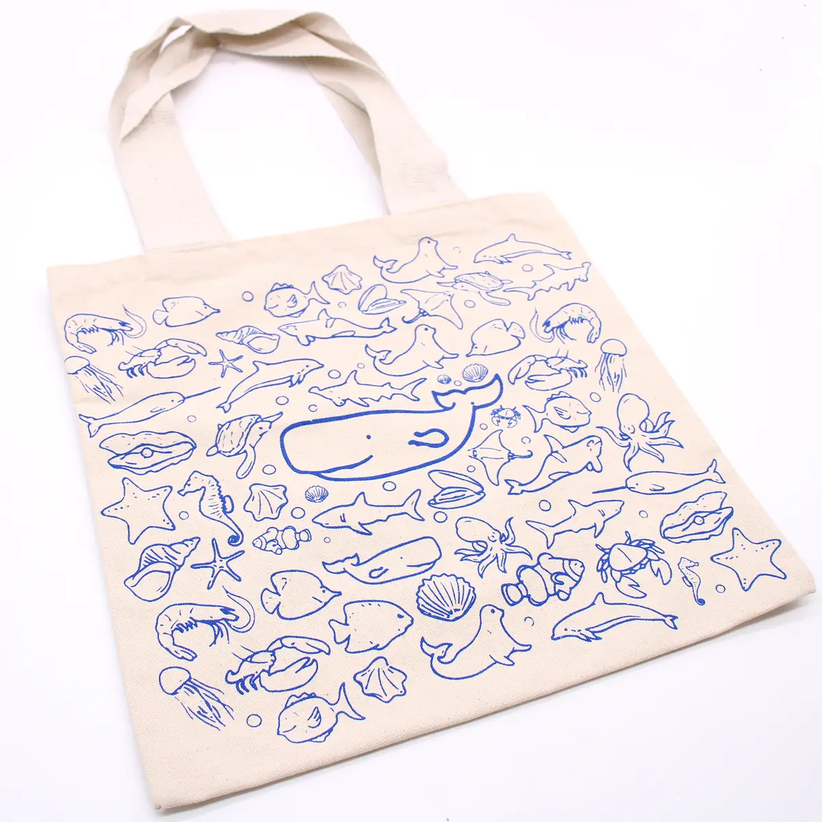 Stor bomullskasse med havsmotiv 38x42 cm 10oz - produktbild 3