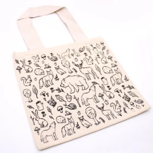 Stor bomullspåse med skogsmotiv 38x42 cm - produktbild 3
