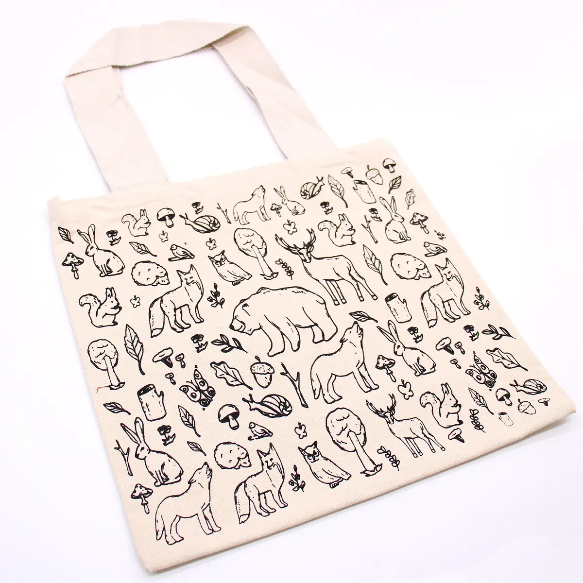 Stor bomullspåse med skogsmotiv 38x42 cm - produktbild 3